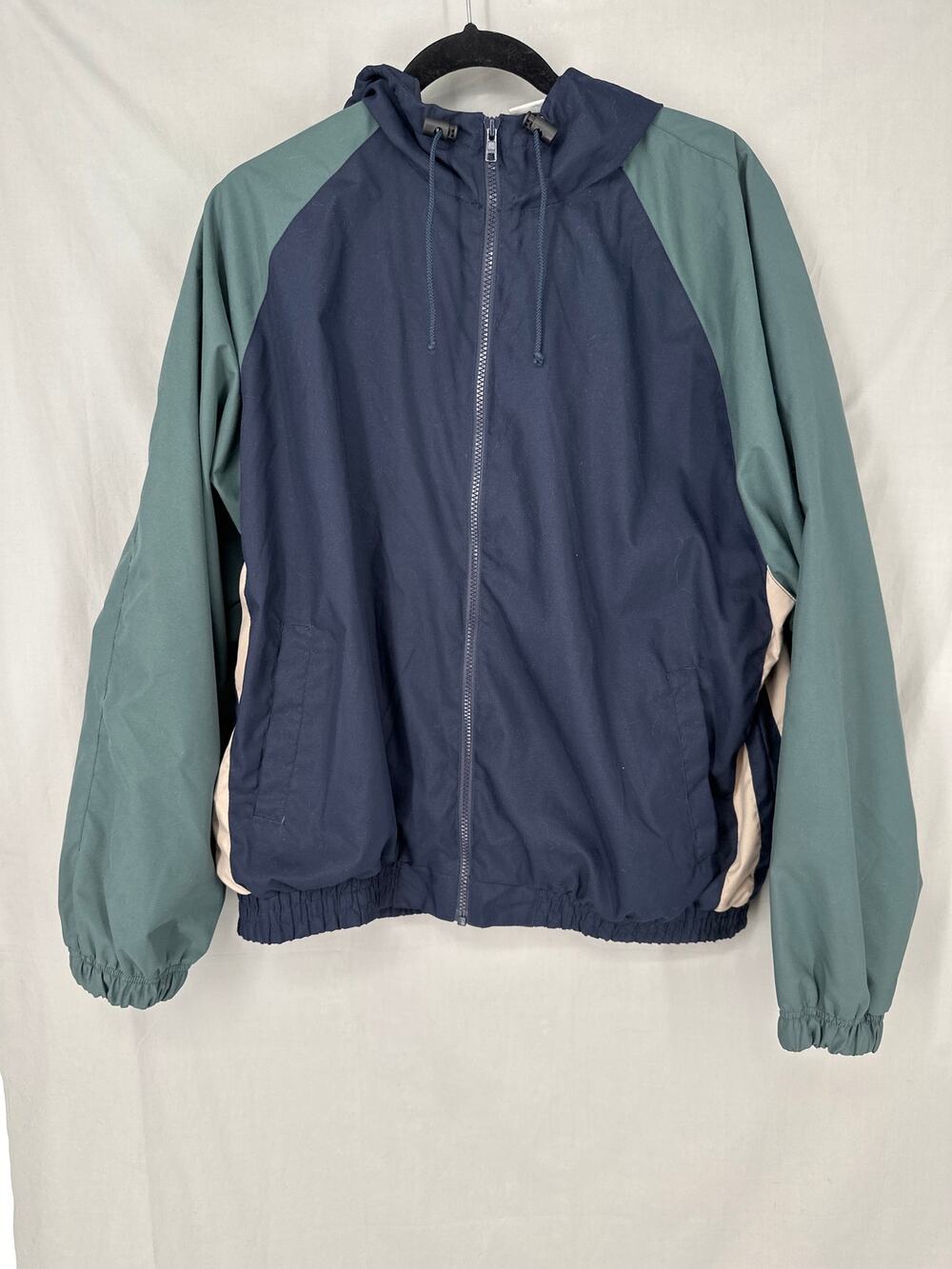 90s Vintage Champion Jacket Mens Large Blue Zip Windbreaker Hooded Pockets